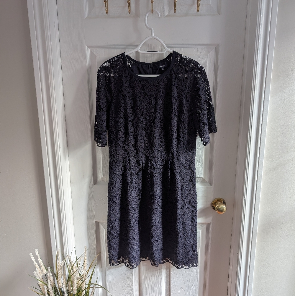 Madewell Lace Midi Dress in Dark Blue